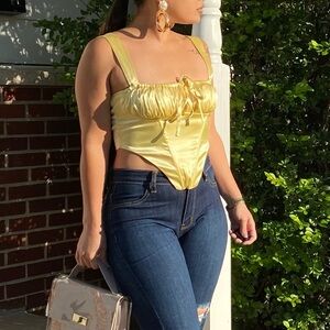 Yellow Satin Corset Top